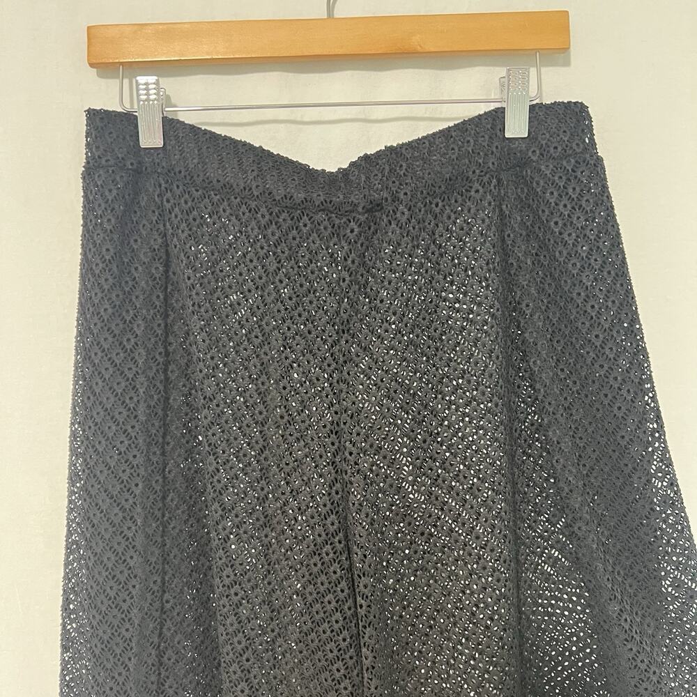 Blue Island Sheer Crochet Swim Coverup Pants Black Size Large Beach Split Leg - Picture 3 of 10